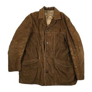 Vintage Fingerhut Mens Size 40 Classic Brown Corduroy Jacket With Quilted Lining